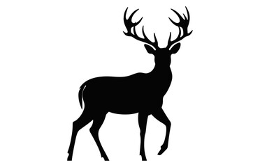 Deer Silhouette black vector, Deer antler Silhouette Clipart isolated on a white background