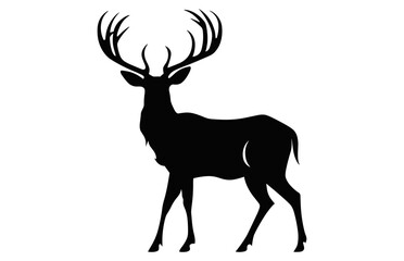 Deer Silhouette black vector, Deer antler Clipart isolated on a white background