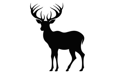 Naklejka na ściany i meble Deer Silhouette vector isolated on a white background, Deer antler black Clipart