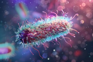 A depiction of a bacterial cell as a living breathing organism with a personality - obrazy, fototapety, plakaty