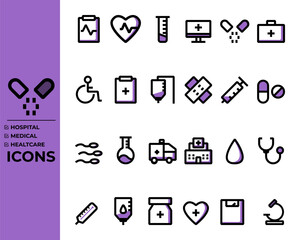 Hospital, healthcare icons
