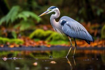 great blue heron in the water. © Shades3d