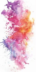 A fiery burst of orange, pink, and purple hues in a watercolor explosion, igniting imagination on a clean white backdrop.