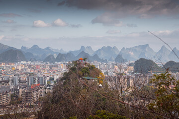 Landscape of Guilin, Li River and Karst mountains. Located near Guilin