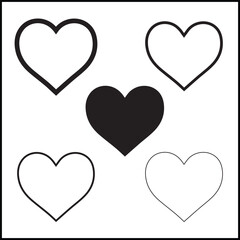 Five Trendy Hearts Vector Design | silhouette Heart Vector 