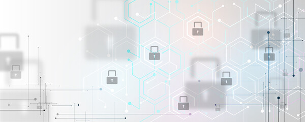 technology background picture Data lock system network protection hexagonal circuit board