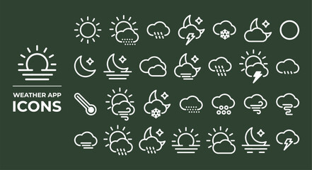 Set of  Weather app icons