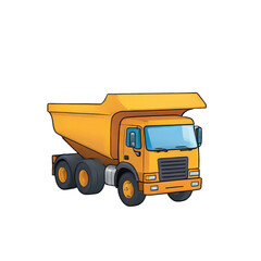 Dump Truck Hand Drawn Cartoon Style Illustration