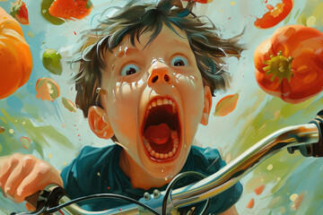 excitement and anticipation of a child experiencing something new for the first time, as riding a bicycle