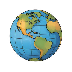 Earth Globe Hand Drawn Cartoon Style Illustration