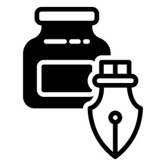 ink pen icon, glyph icon style