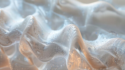 A macro shot of a tiny sculpted figure its surface rippling with pulsating waves of light that match the rhythm of the surrounding environment. piece showcases the dynamic