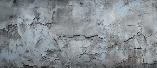 A closeup of a bedrock formation in grey cracked concrete resembling an art outcrop. The freezing...