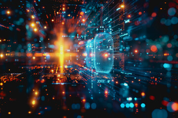 Obraz premium Internet Technology, Information and Media Flow, Exchange, and Processing on the Internet