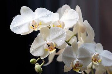 A close-up of a delicate orchid in the bouquet.