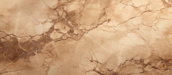 A detailed closeup of a brown marble texture, resembling the earthy tones of soil and bedrock. The intricate patterns mimic a landscape with hints of beige, wood, and peach hues