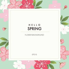 Vector pink flowers background frame illustration