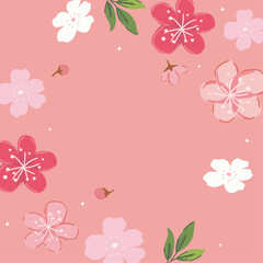 Fototapeta na wymiar Vector pink flowers background frame illustration