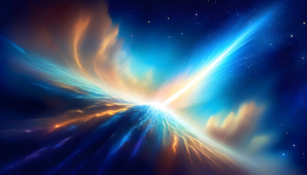 A digital painting of a comet streaking across a colorful starry sky
