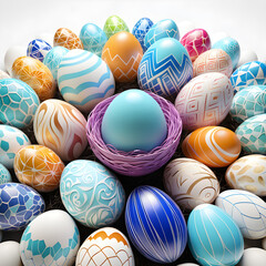 Fototapeta na wymiar This International Easter on March 31, 2024, we are celebrating with a unique twist on traditional Easter decor. Our 3D, 8K universe pattern, egg-inspired abstract pottery pieces are a modern and arti