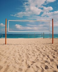 Sandy Beach with Volleyball Net
