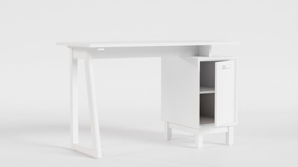 Minimalist light wooden table desk premium photo 3d render