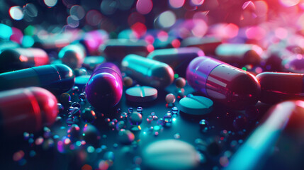 pills, An artistic representation of a data-driven healthcare analytics platform, providing actionable insights and fostering collaboration among healthcare stakeholders photography