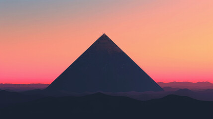 Fototapeta na wymiar Pyramid silhouette against a gradient sky.