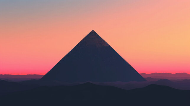 Pyramid silhouette against a gradient sky.