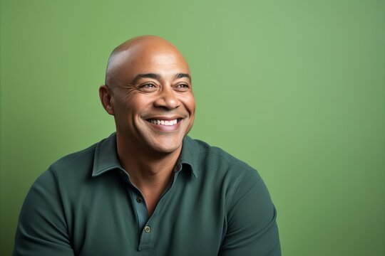 Portrait of a happy african american man smiling against a green background