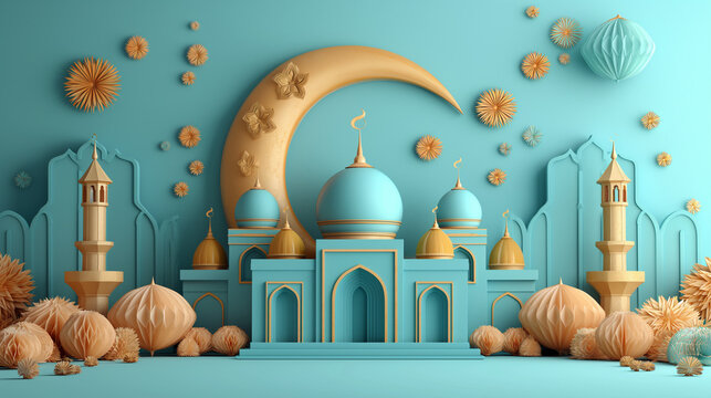 3d illustration ied mubarak mosque