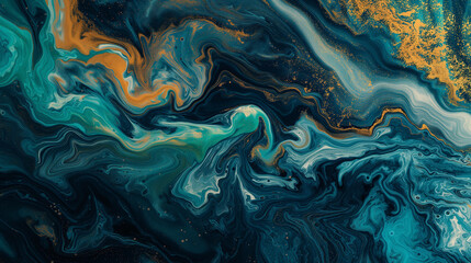 Turbulent flow of a fluid with several phases in different colors - obrazy, fototapety, plakaty