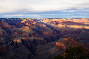 Dabbled light at the Grand Canyon National Park at Hopi Point on the south rim of the Grand Canyon in Arizona.