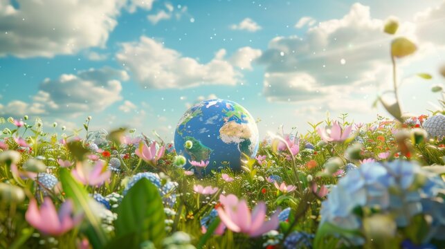 Eco Friendly Earth Background. Planet Globe Earth for Nature Protection, Earth Day, World Environment Day, Save the World Concept
