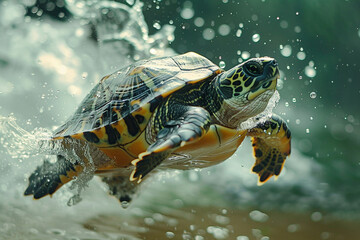 turtle overtaking utilizing rear curtain sync for dynamic motion effect