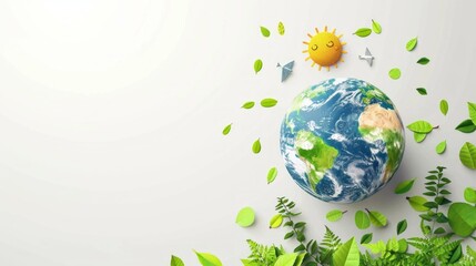 Eco Friendly Earth Banner with Copysapce on White Background. Earth Day, World Environment Day,...