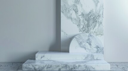 Abstract geometric marble podium on white background. Empty podium for award presentation Product presentation background
