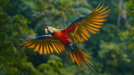 Tropical palette brought to life—macaws in vivid flight, feathers painted with HD precision, capturing nature's living artwork.