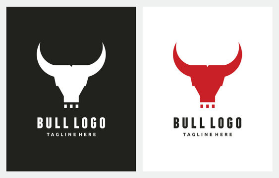 Head Buffalo Bull Elegant Red Horn Logo Symbol Design Illustration Vector 