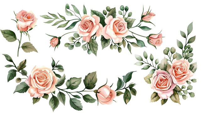 Clipart of Floral Line Drawing Illustration,Generative ai