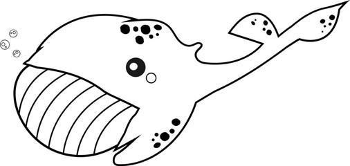 Whale Sea Coloring, Sea Animal Outline, A cute funny coloring book provide hours of coloring fun for children. To color, Suitable for little kids and toddlers 