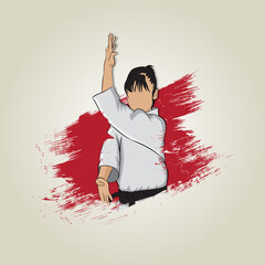 Girl in karate. Logo. Vector illustration.