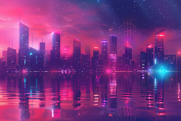 A futuristic cityscape where neon lights pulse with the rhythm of life