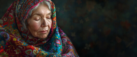 A woman in a colorful robe