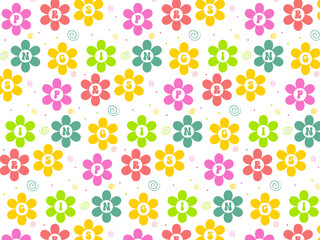Abstract retro spring lettering background pattern