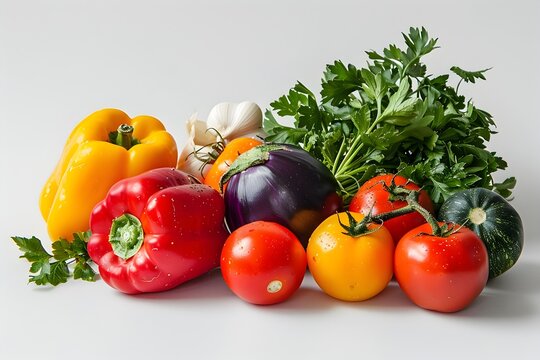 Vibrant Assortment of Fresh Vegetables on a White Background - Timeless and Universal Appeal