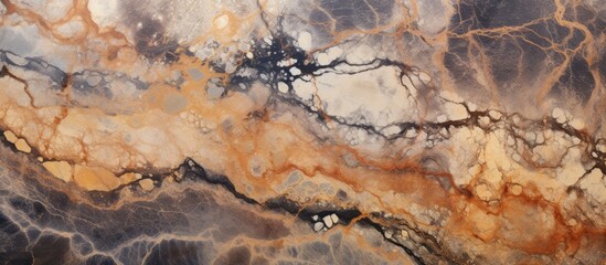 A detailed shot of a marble texture resembling a painted landscape, showcasing the intricate patterns of this natural material