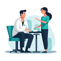 A doctor examining a patient. flat vector illustration