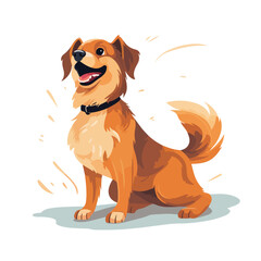 A dog wagging its tail. flat vector illustration 