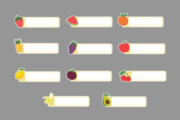cute name tag label sticker with fruit illustration